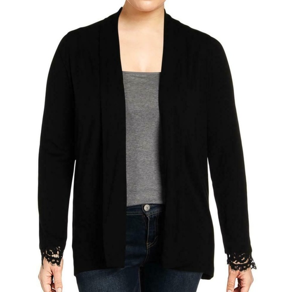 Lauren Ralph Lauren Womens Black Lace Trim Cardiga - Picture 1 of 3